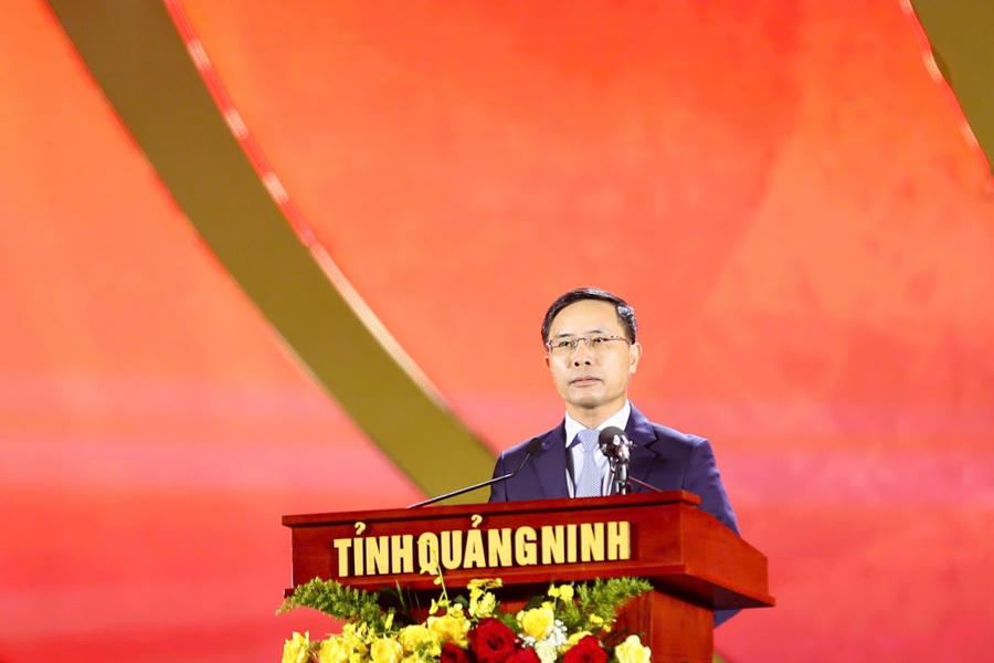 Chủ tịch UBND tỉnh Quảng Ninh Phạm Đức Ấn phát biểu tại buổi lễ công bố. Ảnh: Nguyễn Quang.