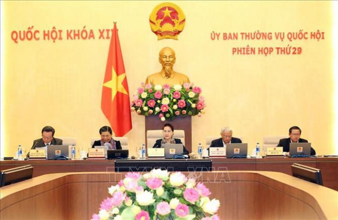 Phiên họp thứ 29 của Ủy ban Thường vụ Quốc hội. Ảnh: TTXVN.
