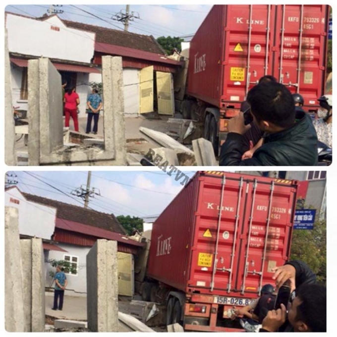 Hưng Yên: Xe container mất lái đâm thẳng vào nhà dân