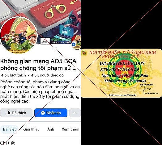 Facebook giả mạo Cục An ninh mạng và phòng, chống tội phạm sử dụng công nghệ cao.