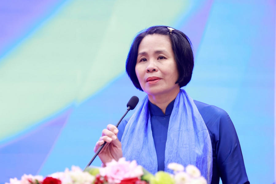 Bà Lê Thị Hoàng Yến - Phó Cục trưởng Cục Thể dục Thể thao Việt Nam, phát biểu chỉ đạo Đại hội.