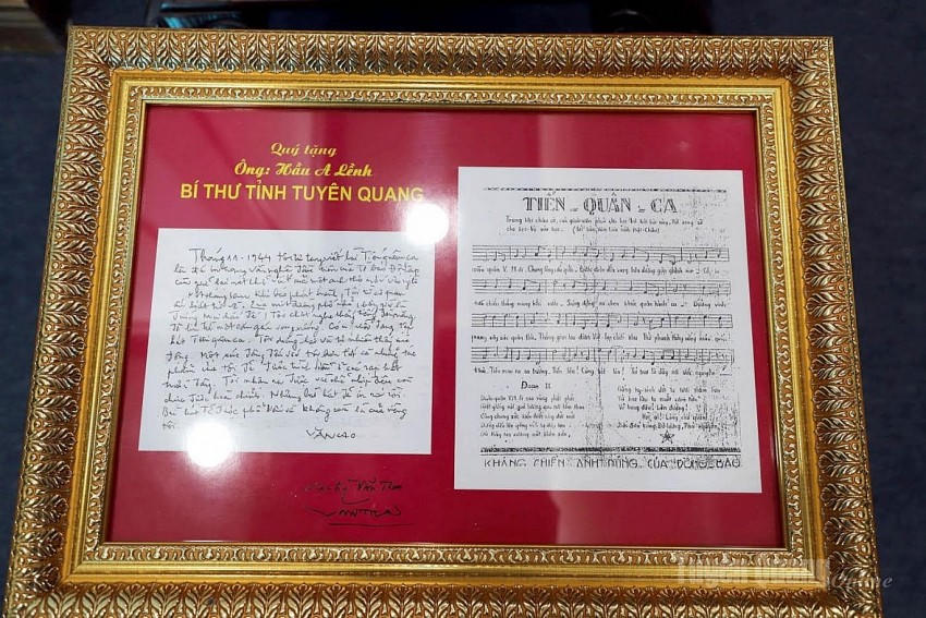 Bút tích bài hát "Tiến quân ca" được trưng bày tại Bảo tàng Tuyên Quang.
