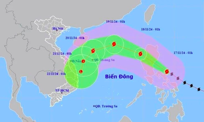 Đường hướng di chuyển của siêu bão Man-yi.