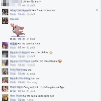 Mọi người đều dành những lời khen có cánh cho 2 mẹ con Elly Trần. Ảnh: facebook.