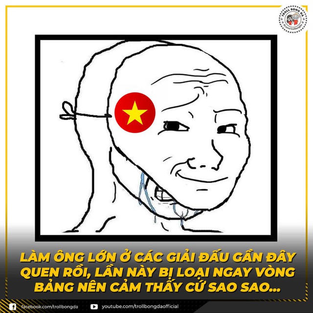 Đã lâu lắm rồi, người hâm mộ bóng đá Việt Nam mới phải chịu một thất bại cay đắng như vậy (Ảnh: Troll bóng đá)