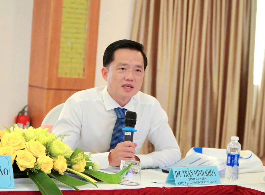 Ông Trần Minh Khoa - Chủ tịch UBND thành phố Phú Quốc phát biểu