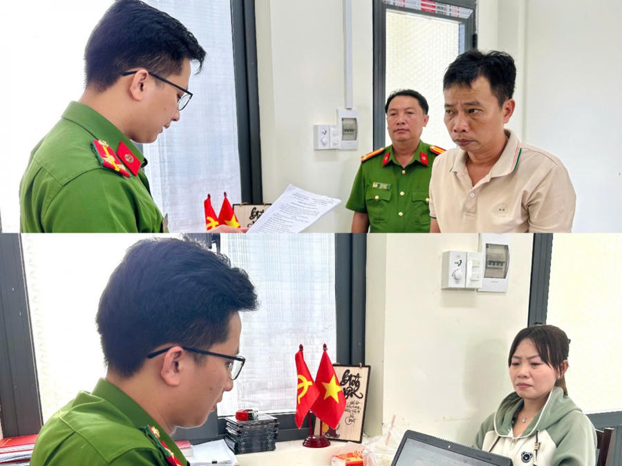 Cơ quan điều tra tống đạt quyết định khởi tố, bắt tạm giam Phạm Đình Trung và quyết định khởi tố bị can, lệnh cấm đi khỏi nơi cư trú đối với Hà Thị Minh Trang tại cơ quan Công an.