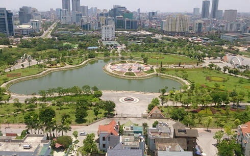 Công viên Cầu Giấy rộng hơn 10 ha trên địa bàn phường Dịch Vọng, Cầu Giấy. Ảnh: UBND quận Cầu Giấy.