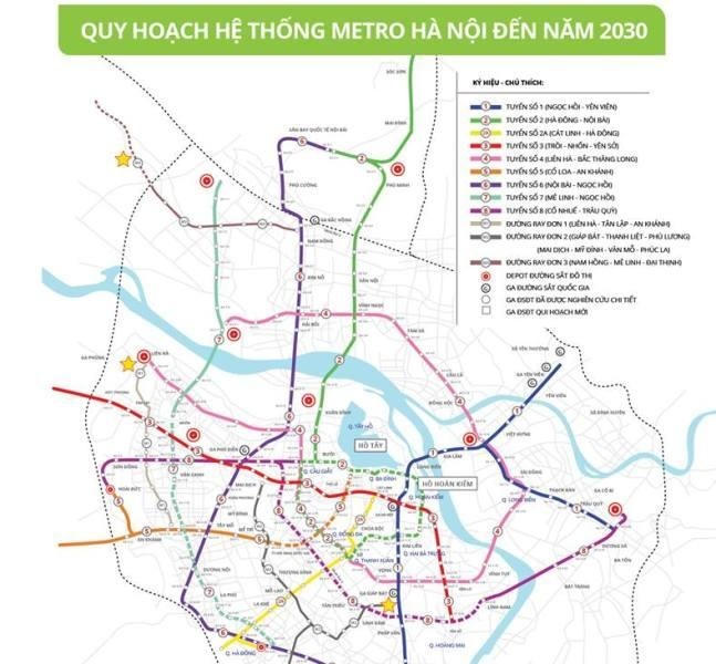 Quy hoạch hệ thống metro Hà Nội đến năm 2030.