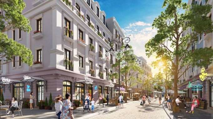 Khu Boutique Shophouse Melodia sôi động trong quần thể bãi Kem (Ảnh phối cảnh)