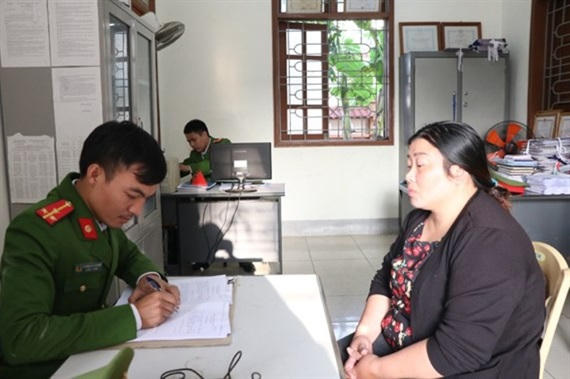 Đối tượng Nguyễn Thị Điệp tại cơ quan công an.