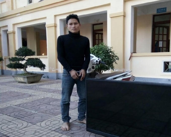 Đối tượng Nguyễn Văn Quang tại cơ quan công an.