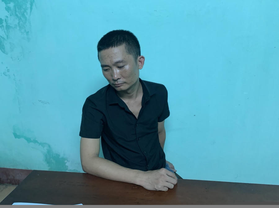 Đối tượng Trương Thanh Tuấn tại cơ quan Công an.