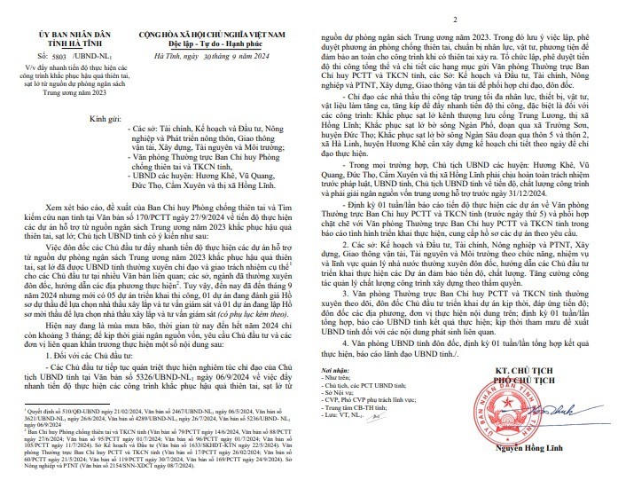 Phó chủ tịch UBND tỉnh Hà Tĩnh chỉ đạo đẩy nhanh tiến độ thực hiện các công trình khắc phục hậu quả của thiên tai năm 2023