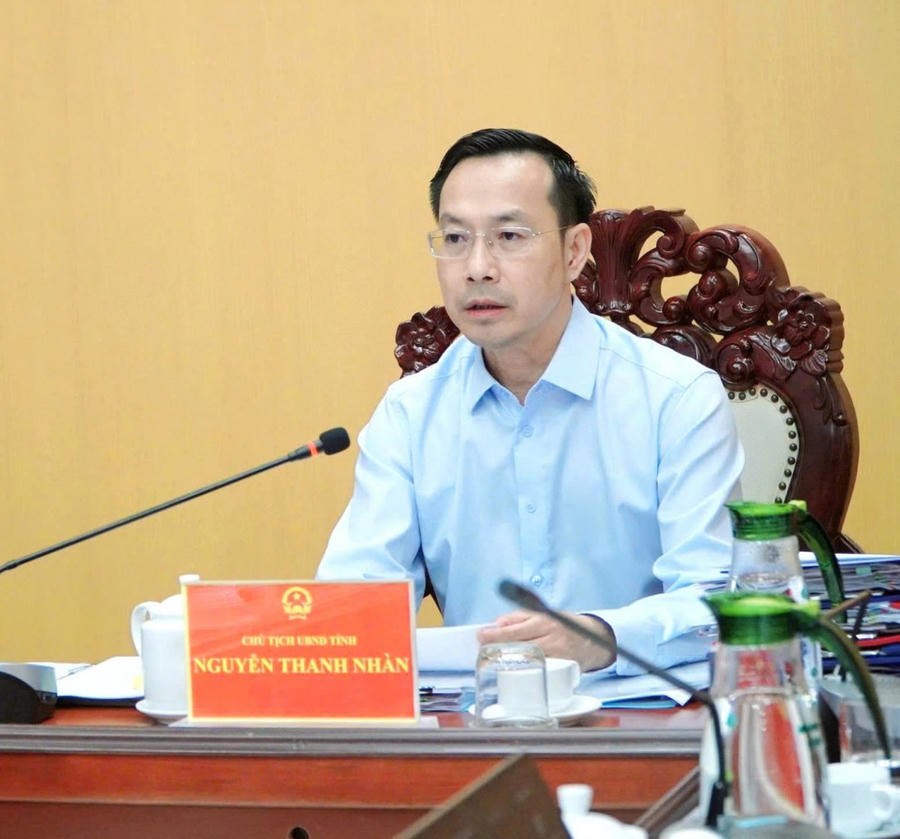 Chủ tịch UBND tỉnh Kiên Giang Nguyễn Thanh Nhàn phát biểu tại cuộc họp.