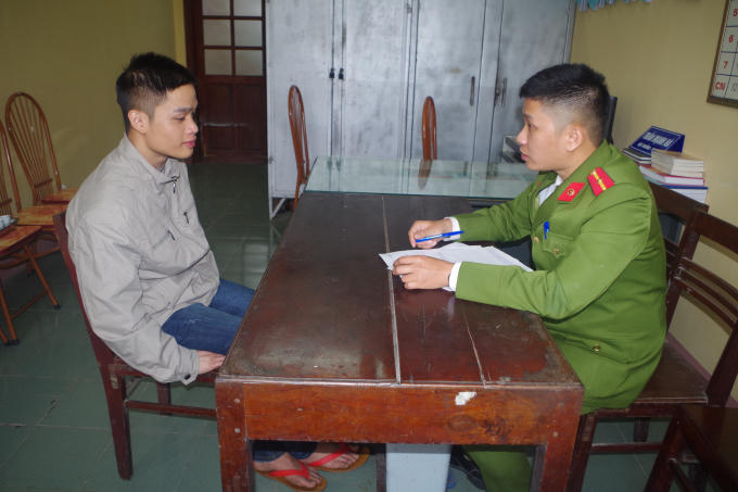 Đối tượng Thành tại cơ quan công an. Ảnh: Công an Hà Nam.