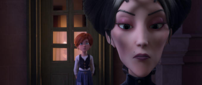 Thuộc tầng lớp nhà giàu mới nổi, Régine Le Haut nổi bật với màu son tím trên nền phấn trắng vô cùng sắc sảo. Khuôn mặt gầy góc cạnh, cùng nụ cười lạnh lùng của Régine giống với hình ảnh mẹ kế của Cinderella, đầy ác độc, ghê gớm.