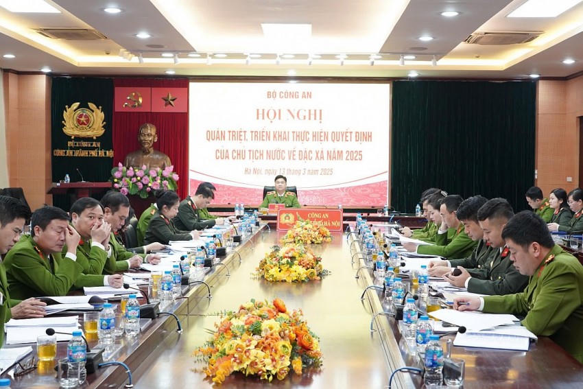 Hội nghị tại điểm cầu Công an TP Hà Nội.