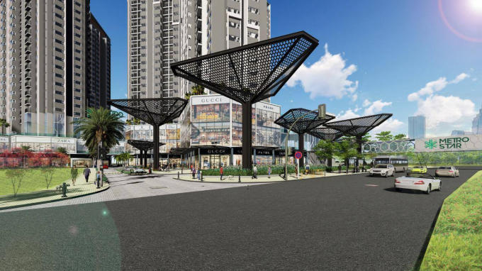 Hình phối cảnh shophouse Metro Star – kiểu Myeongdong.