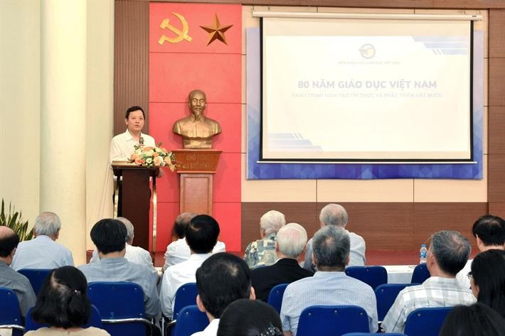 GS.TS Lê Anh Vinh, Viện trưởng Viện Khoa học Giáo dục Việt Nam, phát biểu khai mạc hội thảo. (Ảnh: moet.gov.vn)