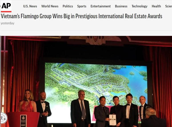 Báo chí quốc tế vinh danh Flamingo tại lễ trao giải International Property Awards tổ chức tại London, Anh Quốc tháng 6/2023