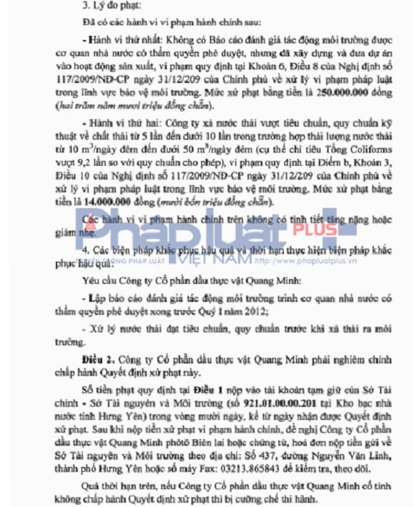 Số tiền xử phạt với sai phạm của tập đoàm QMC là 264 triệu đồng.