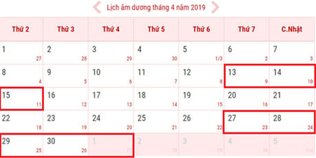 Lịch nghỉ Giỗ tổ Hùng Vương và 30/4-1/5 năm 2019