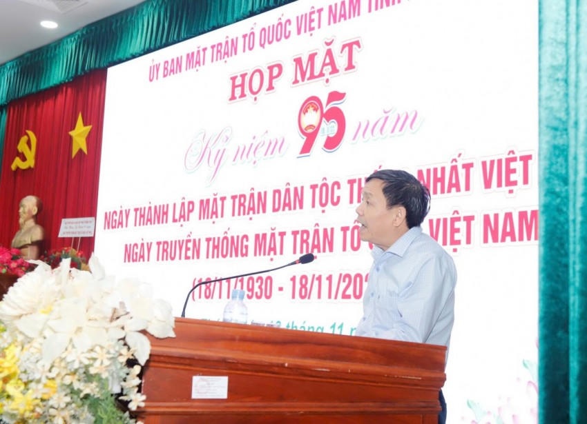 Ông Phan Văn Thắng, Phó Bí thư Tỉnh ủy, Chủ tịch Ủy ban MTTQ Việt Nam tỉnh phát biểu chỉ đạo. Ảnh: Xuân Uyên
