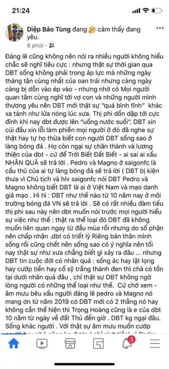 Chia sẻ trên facebook mang tên Diệp Bảo Tùng
