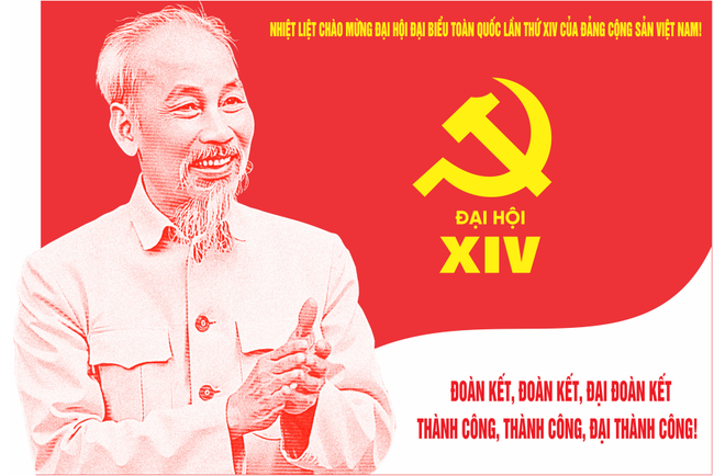 Tác phẩm: Nhiệt liệt chào mừng Đại hội đại biểu toàn quốc lần thứ XIV của Đảng Cộng sản Việt Nam! Tác giả: Bạch Thị Lợi - Phú Thọ. (Ảnh: Bộ VHTT&DL)