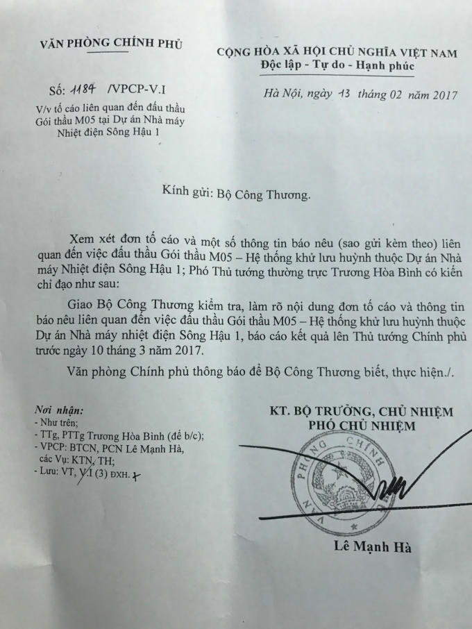 Ph&oacute; Thủ tướng chỉ đạo l&agrave;m r&otilde; vụ đấu thầu tại NMNĐ S&ocirc;ng Hậu 1
