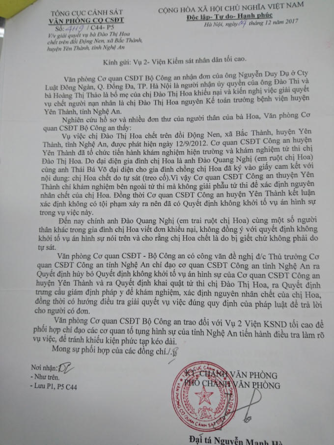 Công văn của C44 - Bộ Công an.