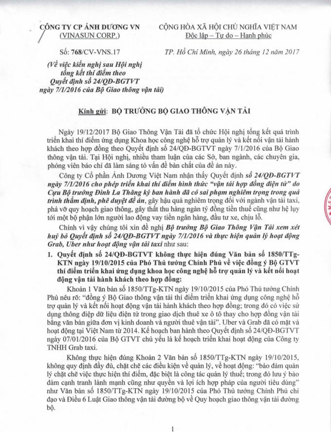 Kiến nghị sau Hội nghị tổng kết thí điểm theo Quyết định số 24/QĐ-BGTVT của Vina Sun.