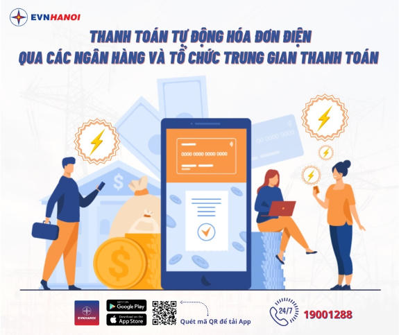 EVNHANOI khuyến cáo khách hàng sử dụng dịch vụ thanh toán tiền điện trực tuyến để phòng, tránh Covid - 19