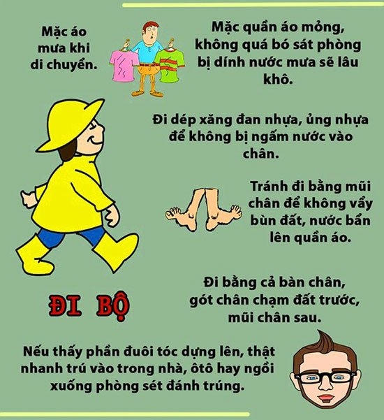 Khi đi bộ ra ngoài khi trời mưa bão