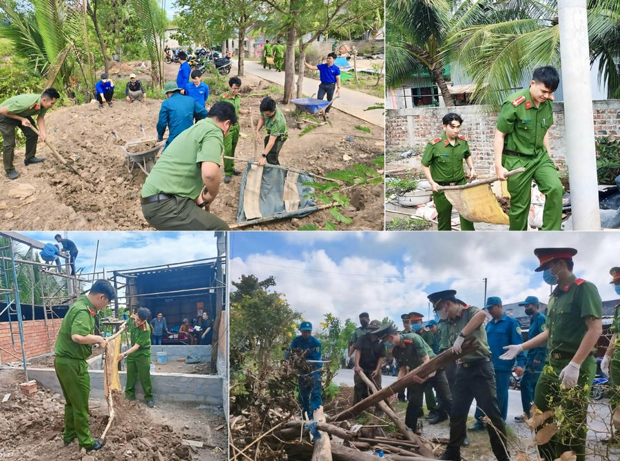 Với tinh thần “không có ngày nghỉ”, cán bộ, chiến sĩ Công an Bạc Liêu đang khẩn trương hỗ trợ để xóa nhà tạm, nhà dột nát cho người dân.