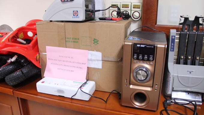 Tang vật trong vụ án tại cơ quan điều tra.