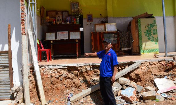 Một phần căn nhà của ông Hạnh đã bị cưỡng chế, tháo dỡ.