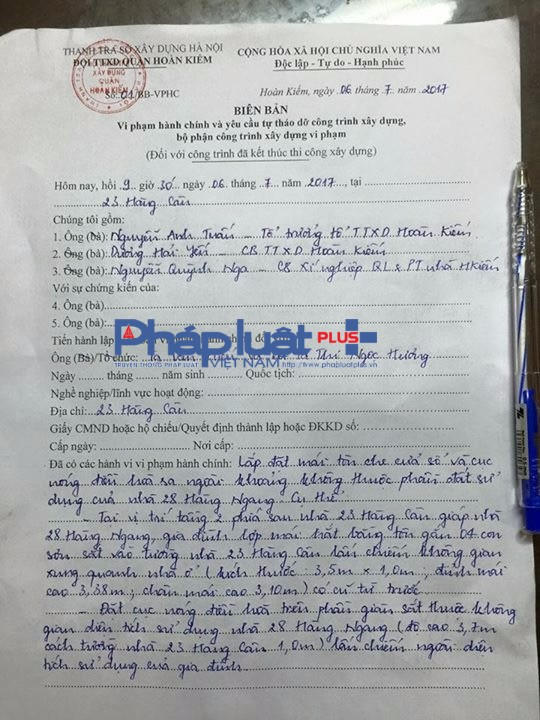 Biên bản do bà Quỳnh cung cấp.