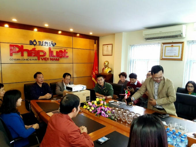 Lễ ra mắt Chuyên trang điện tử doanhnhan.vn tại Tòa soạn Báo Pháp luật Việt Nam.