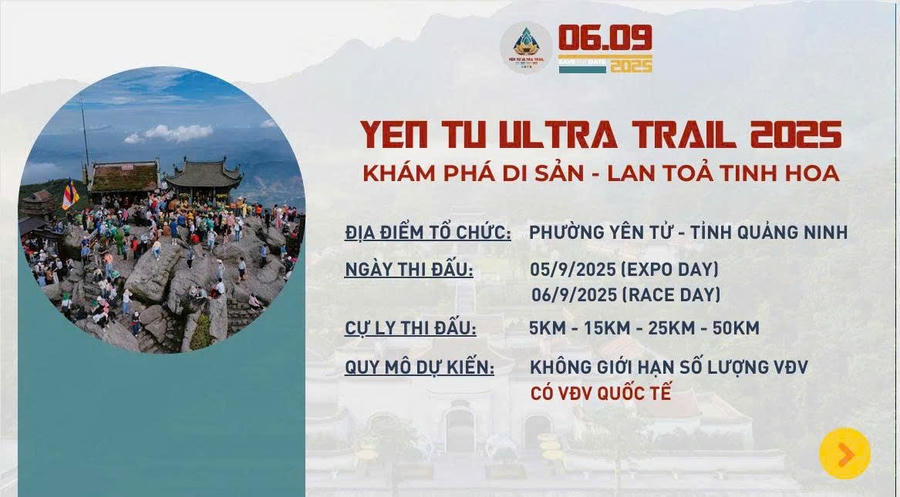 Giải chạy Ultra Trail Yên Tử 2025 chính thức khởi tranh vào ngày 6/9 tại Khu di tích Quốc gia đặc biệt Yên Tử.