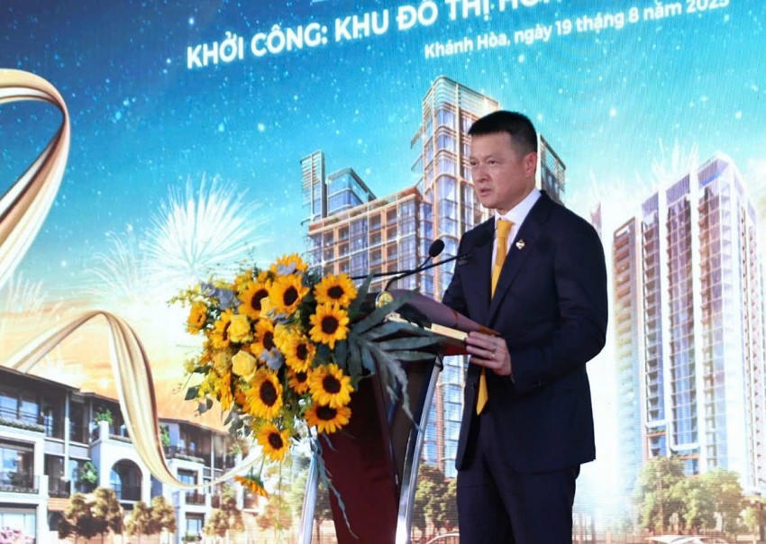 Ông Đặng Minh Trường, Chủ tịch HĐQT Tập đoàn Sun Group phát biểu tại lễ khởi công dự án Khu đô thị hỗn hợp Nha Trang.