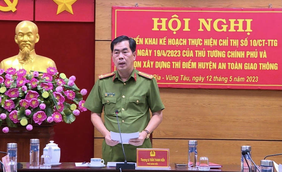 : Thượng tá Trần Thanh Hiển – Phó Giám đốc Công an tỉnh BRVT chủ trì hội nghị.