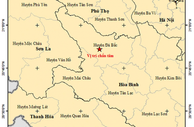 Hòa Bình: Động đất có độ lớn 3.9 độ richter gây rung chấn khu vực xung quanh