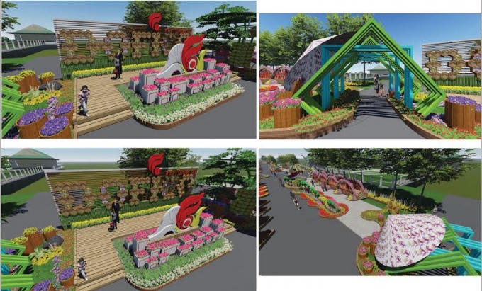 Những phác thảo chi tiết phối cảnh đường hoa Trấn Biên.