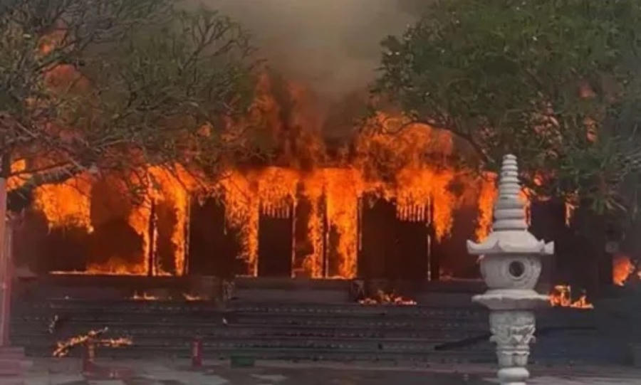 Chùa Phổ Quang (xã Xuân Lũng, huyện Lâm Thao, tỉnh Phú Thọ) có niên đại hơn 800 năm tuổi bị thiêu rụi