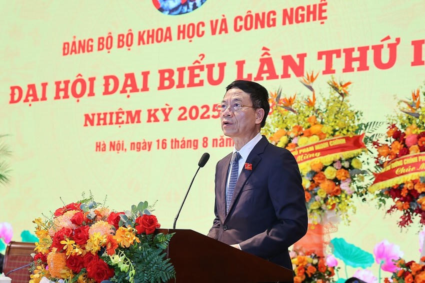 Bộ trưởng Bộ KH&CN Nguyễn Mạnh Hùng phát biểu tại Đại hội - Ảnh: VGP/Nhật Bắc