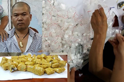 Đối tượng Ho&agrave;ng v&agrave; tang vật vụ &aacute;n (Nguồn ảnh: anninhthudo.vn)