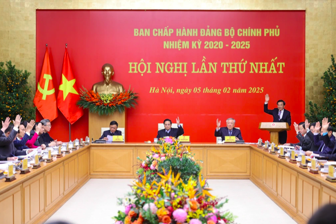 Hội nghị lần thứ nhất Ban Chấp hành Đảng bộ Chính phủ nhiệm kỳ 2020-2025. (Ảnh: Đoàn Bắc)