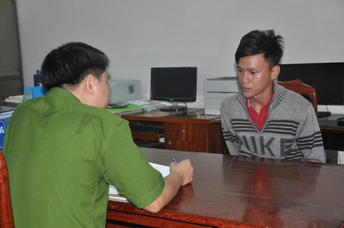 Đối tượng Nguyễn Hồng Quyết  tại cơ quan điều tra. Ảnh: Phòng PX15 - CAQN.